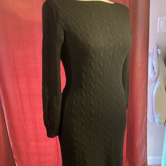 Ralph Lauren black label 100% cashmere cable knit, boat neck sweater dress M L - Picture 8 of 10